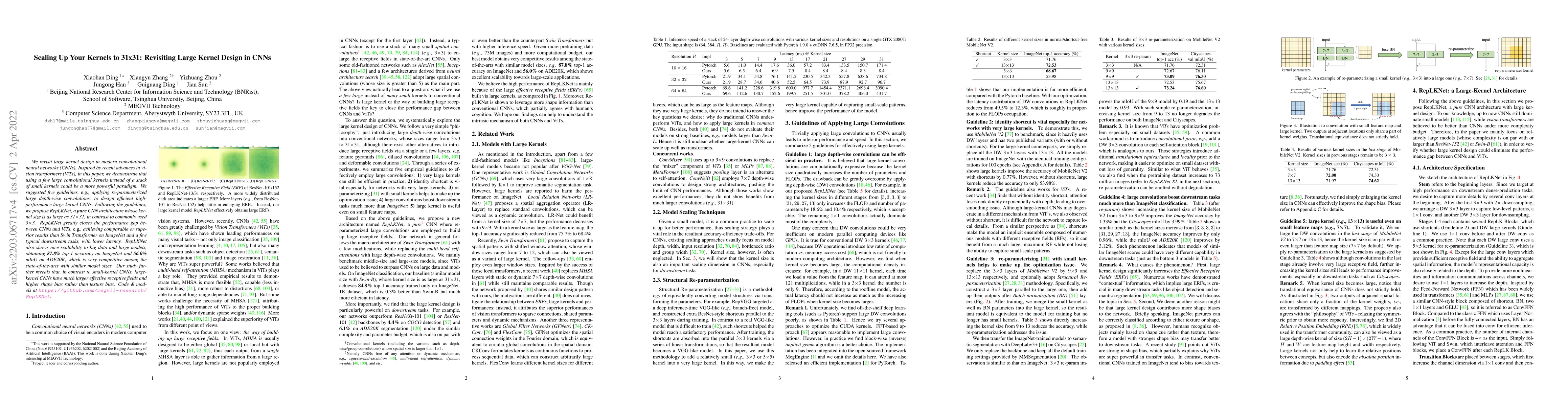 Thumbnail for Scaling Up Your Kernels to 31x31: Revisiting Large Kernel Design in CNNs