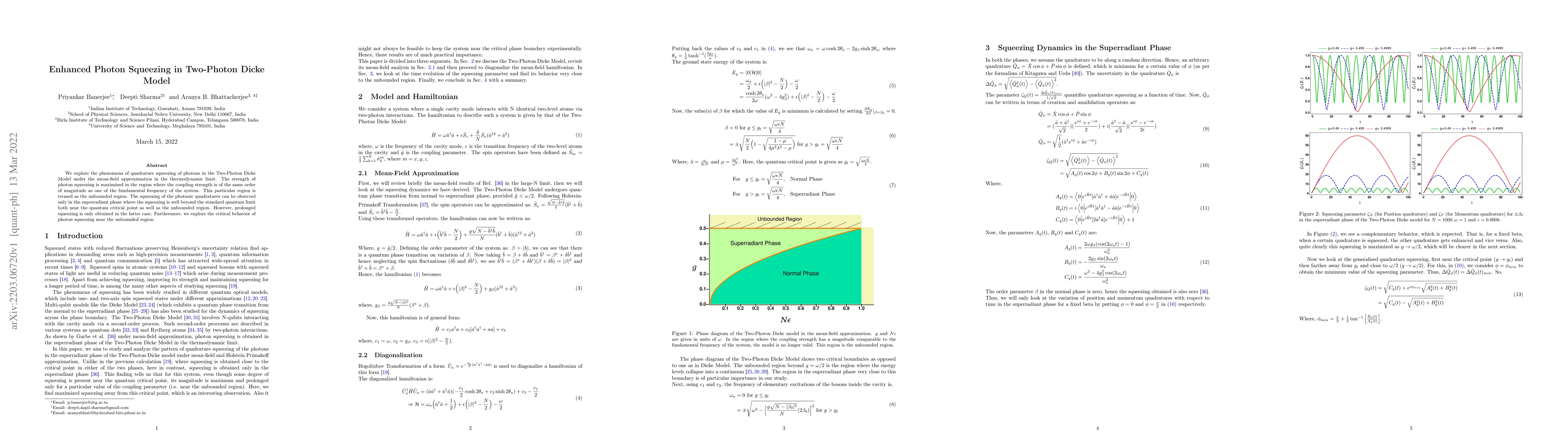Thumbnail for Enhanced Photon Squeezing in Two-Photon Dicke Model