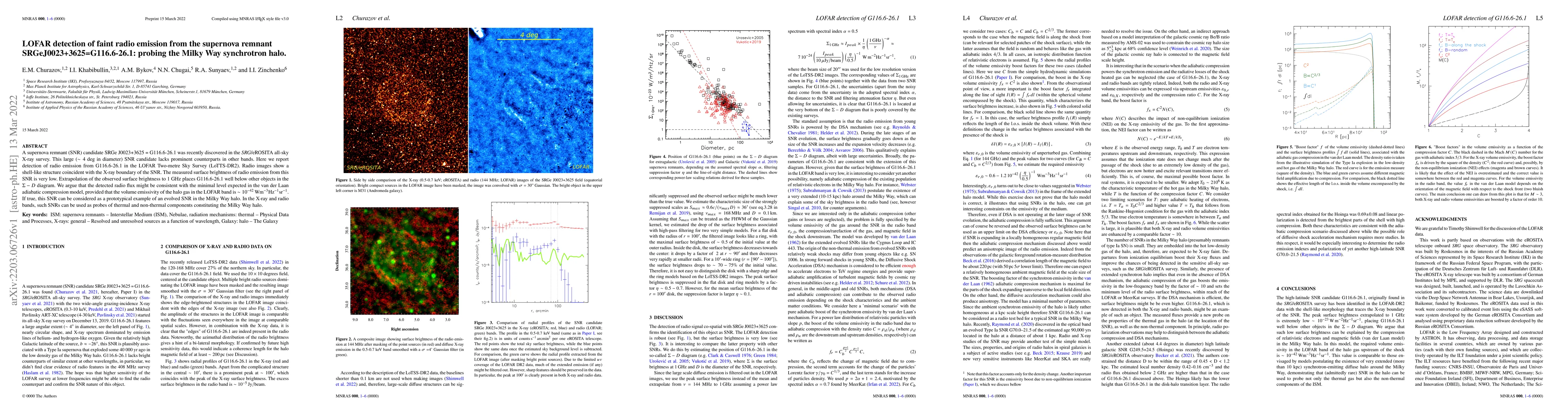 Thumbnail for LOFAR detection of faint radio emission from the supernova remnant
  SRGeJ0023+3625=G116.6-26.1: probing the Milky Way synchrotron halo