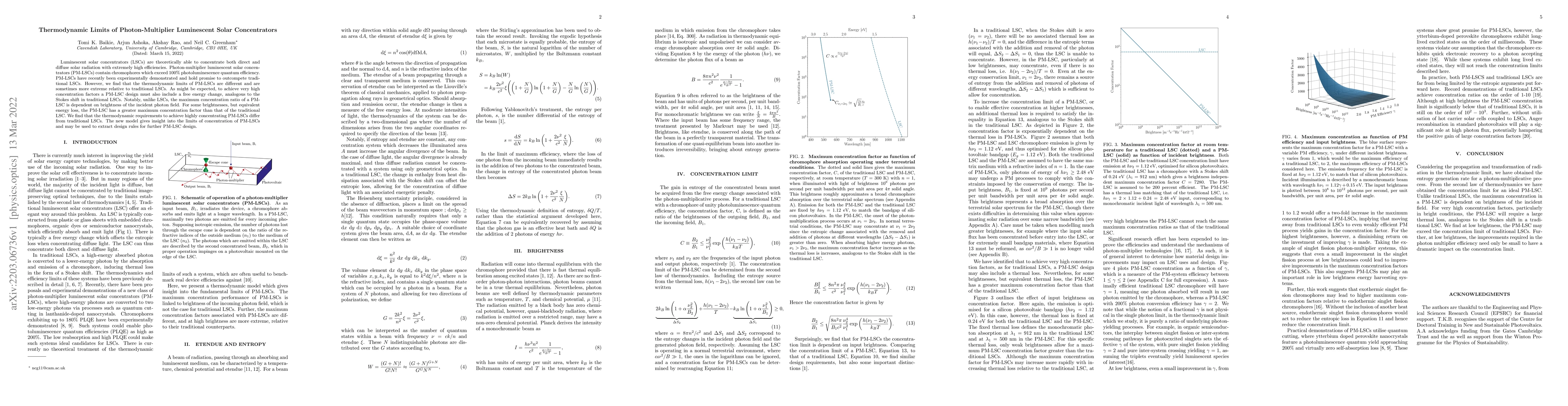 Thumbnail for Thermodynamic Limits of Photon-Multiplier Luminescent Solar
  Concentrators