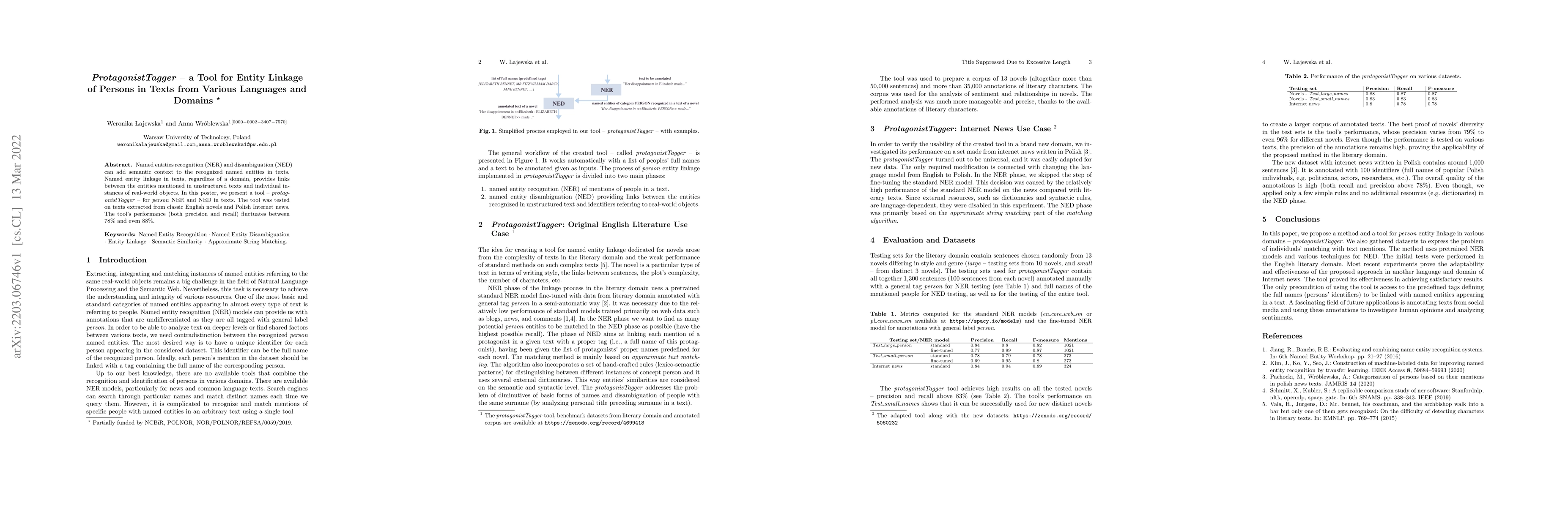 Thumbnail for ProtagonistTagger -- a Tool for Entity Linkage of Persons in Texts from
  Various Languages and Domains