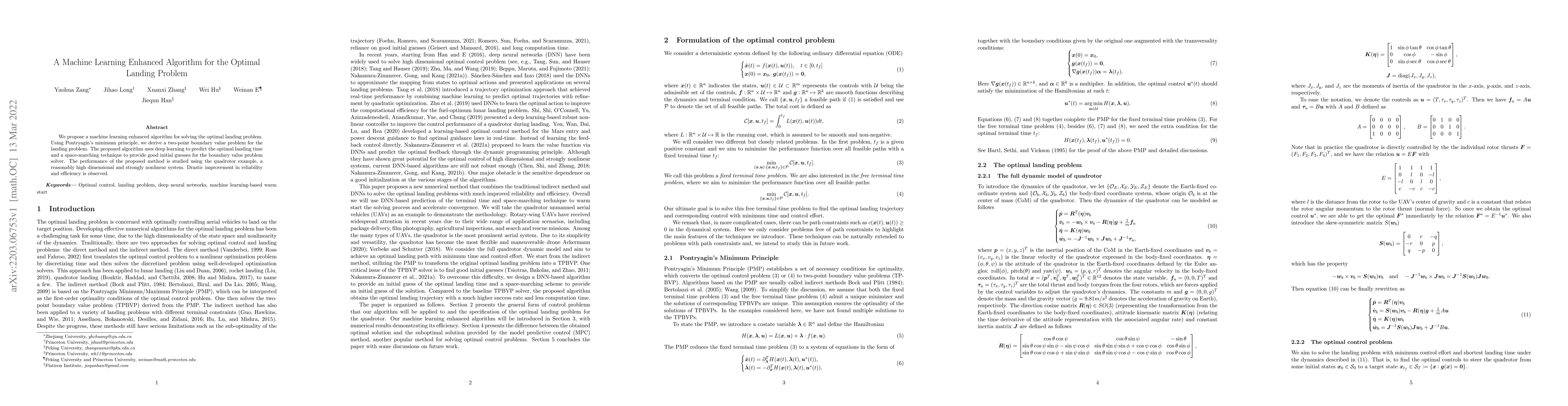 Thumbnail for A Machine Learning Enhanced Algorithm for the Optimal Landing Problem