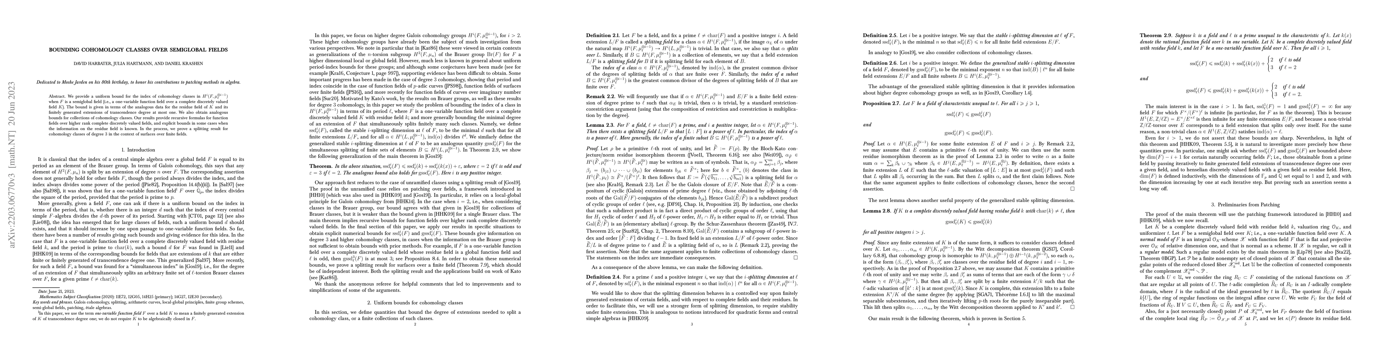 Thumbnail for Bounding cohomology classes over semiglobal fields