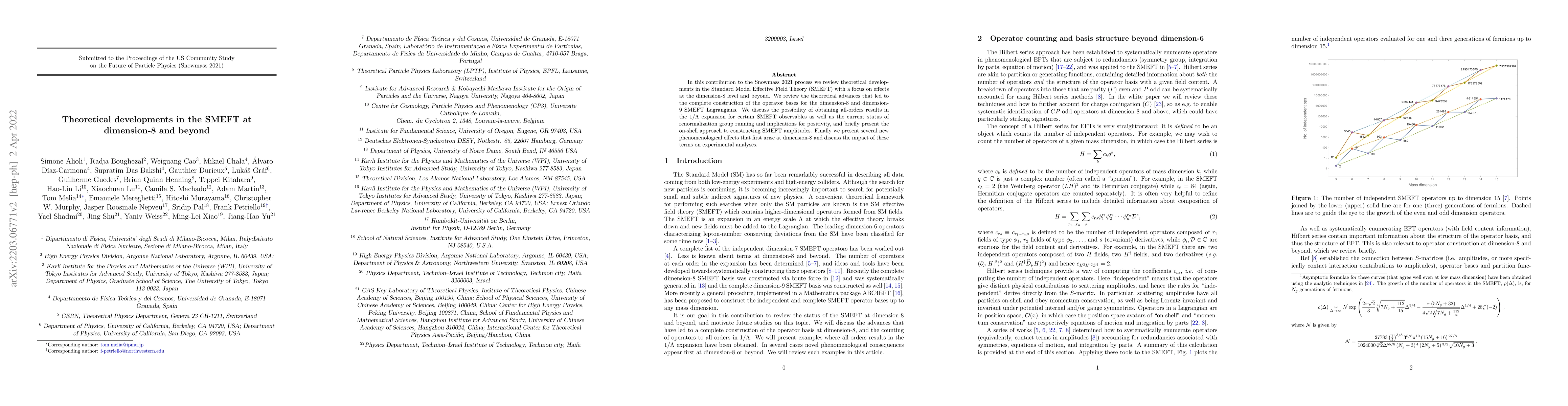 Thumbnail for Theoretical developments in the SMEFT at dimension-8 and beyond