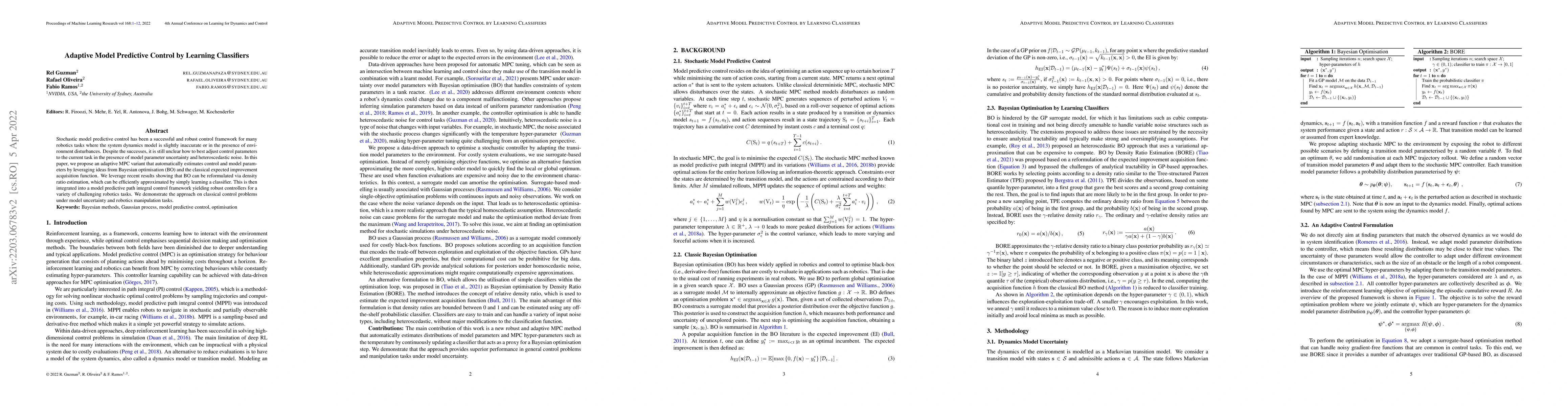 Thumbnail for Adaptive Model Predictive Control by Learning Classifiers