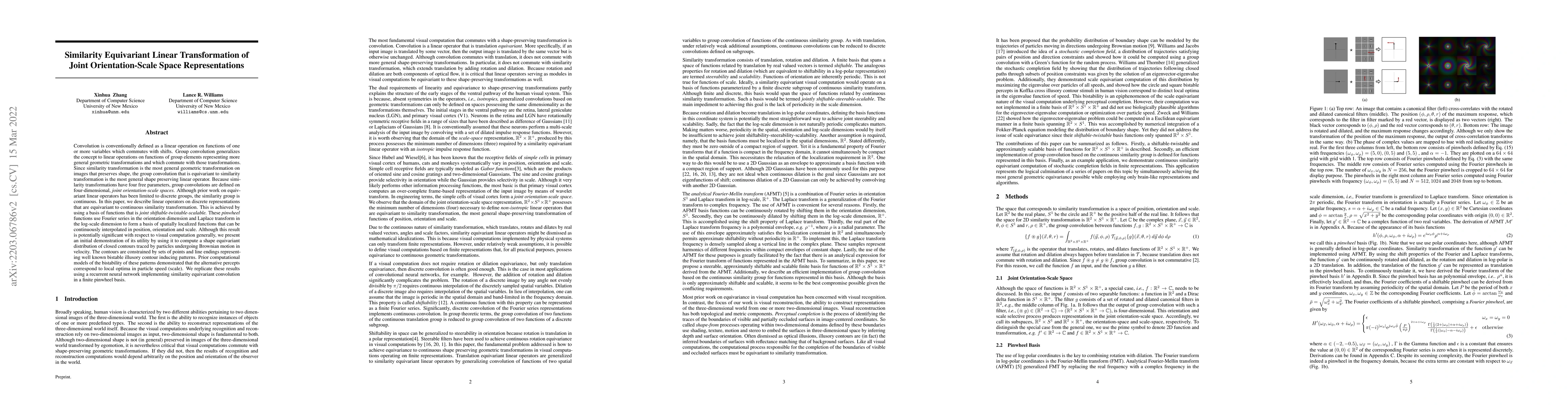 Thumbnail for Similarity Equivariant Linear Transformation of Joint Orientation-Scale
  Space Representations