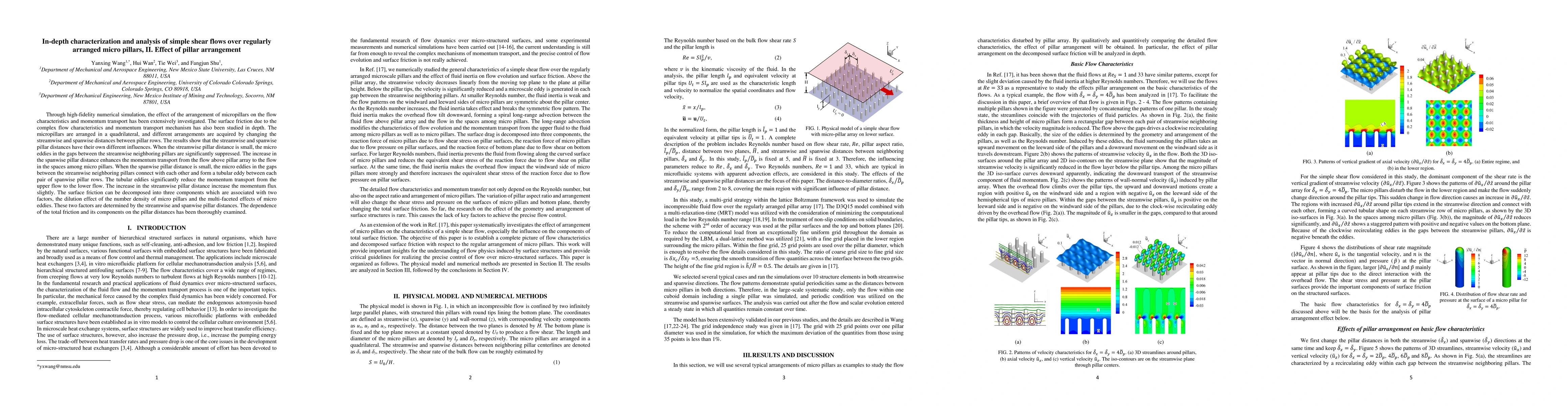 Thumbnail for In-depth characterization and analysis of simple shear flows over
  regularly arranged micro pillars, II. Effect of pillar arrangement