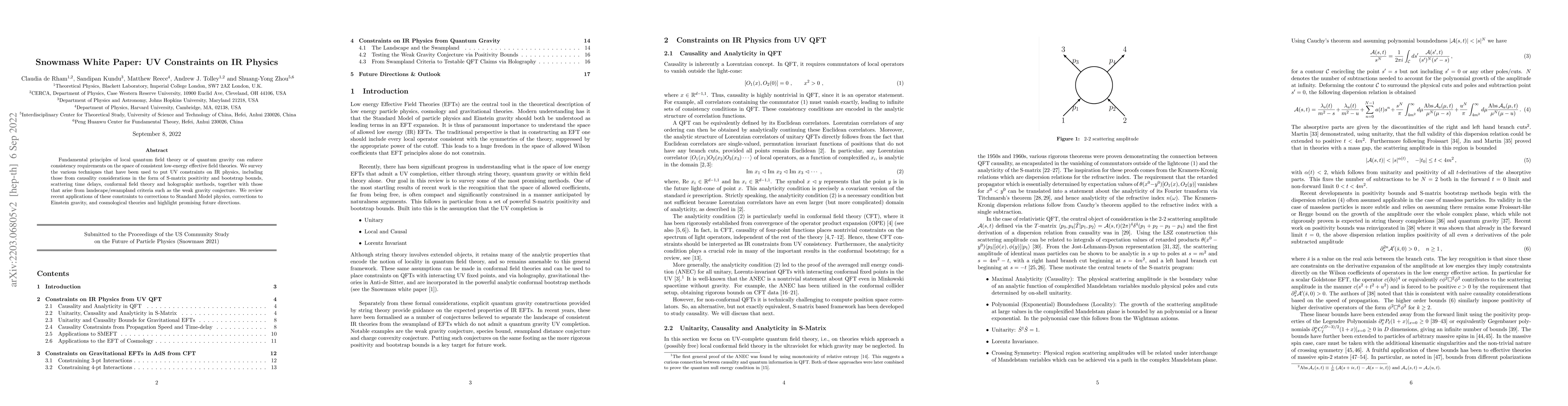 Thumbnail for Snowmass White Paper: UV Constraints on IR Physics