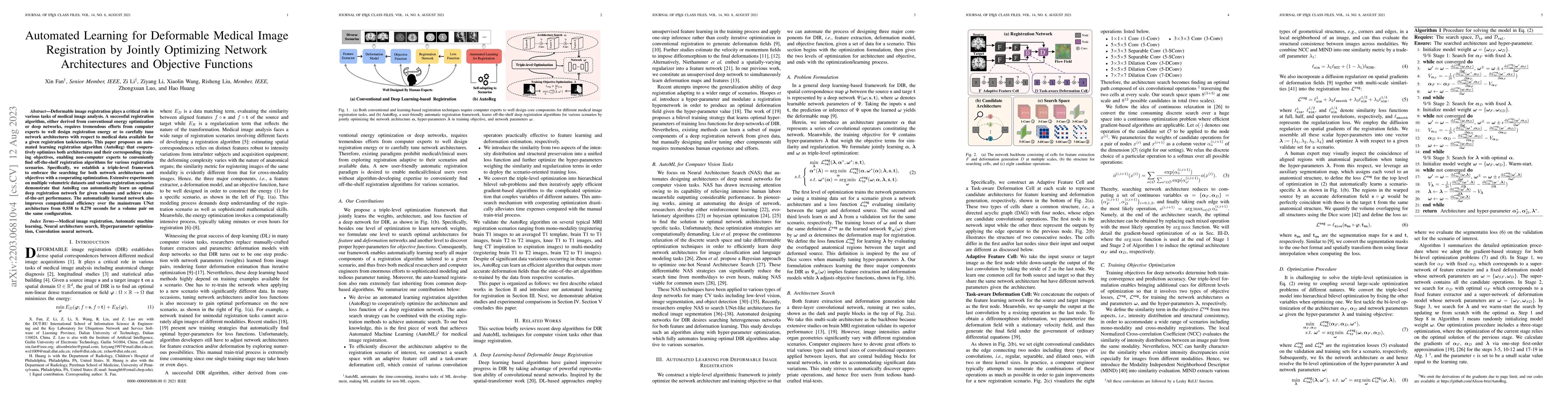 Thumbnail for Automated Learning for Deformable Medical Image Registration by Jointly
  Optimizing Network Architectures and Objective Functions