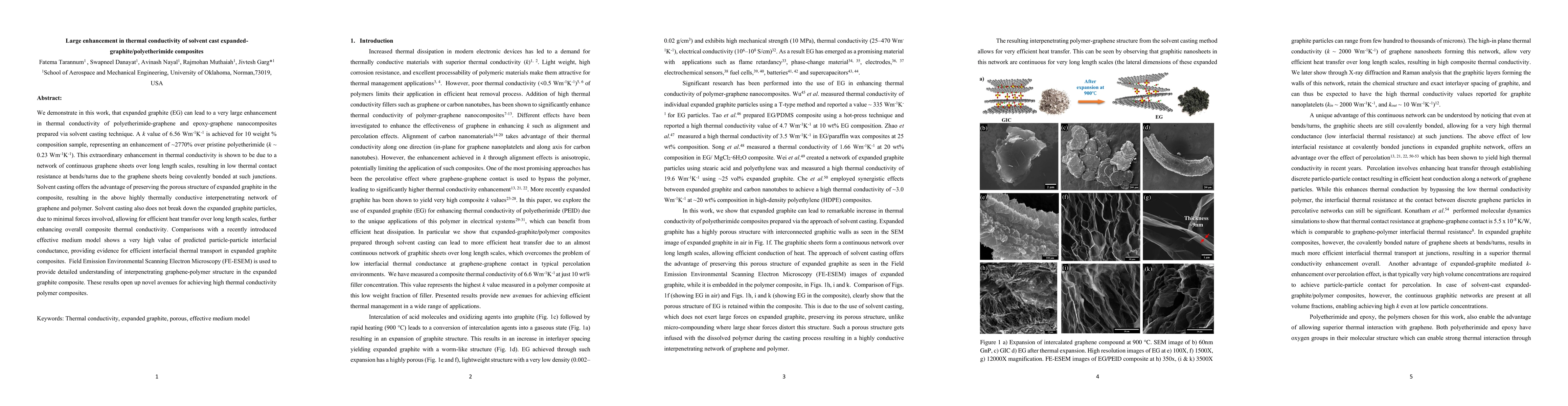Thumbnail for Large enhancement in thermal conductivity of solvent cast
  expanded-graphite/polyetherimide composites