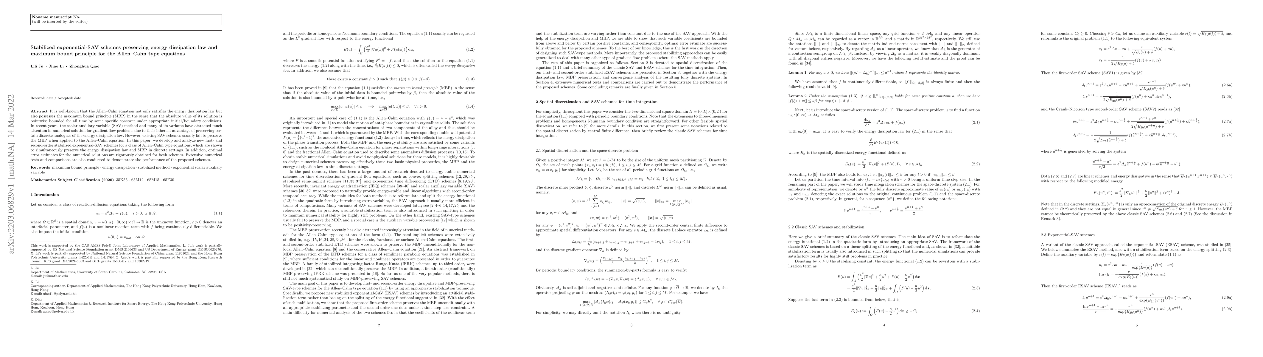 Thumbnail for Stabilized exponential-SAV schemes preserving energy dissipation law and
  maximum bound principle for the Allen-Cahn type equations