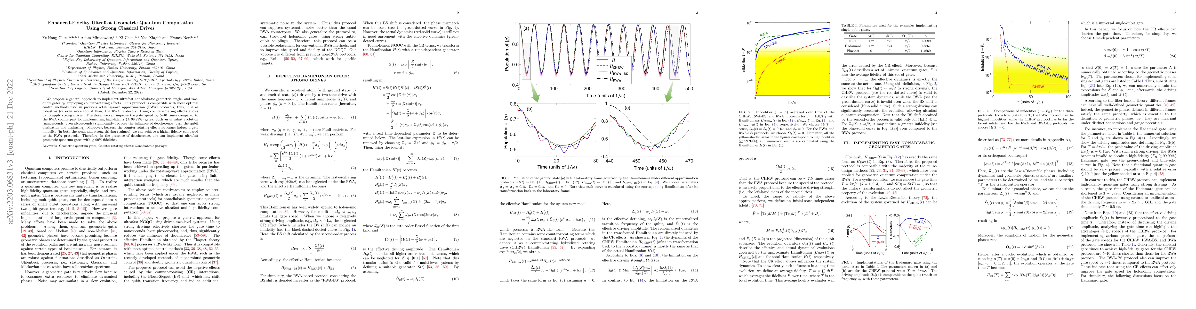 Thumbnail for Enhanced-Fidelity Ultrafast Geometric Quantum Computation Using Strong
  Classical Drives