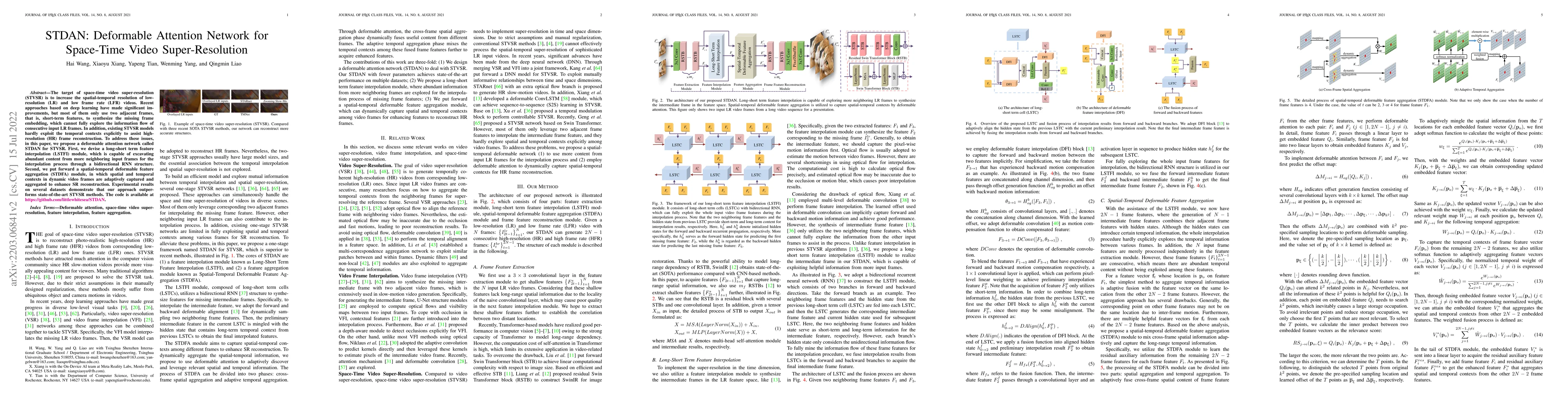 Thumbnail for STDAN: Deformable Attention Network for Space-Time Video
  Super-Resolution