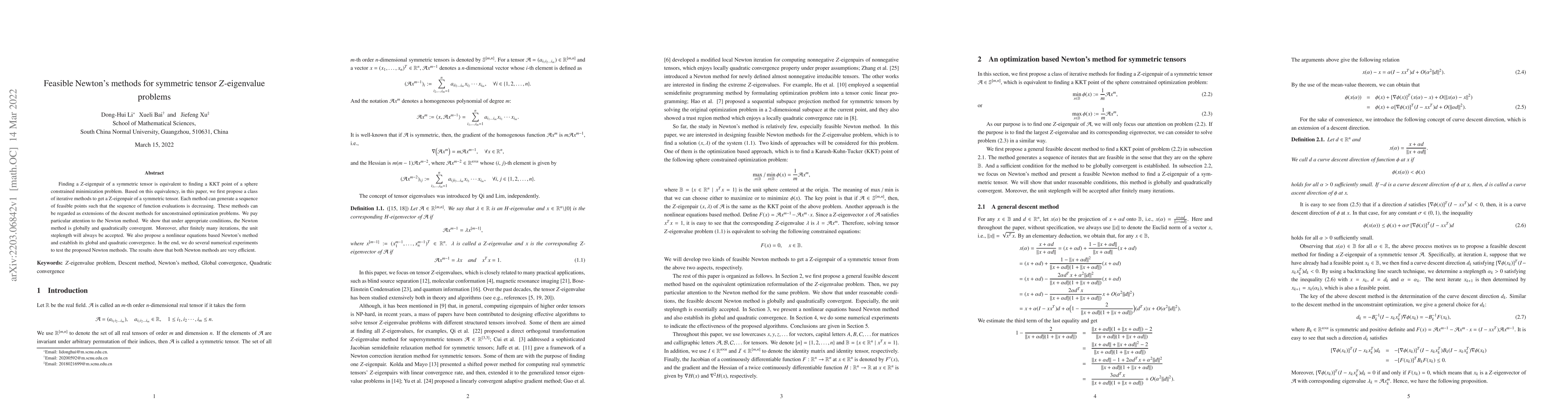 Thumbnail for Feasible Newton's methods for symmetric tensor Z-eigenvalue problems