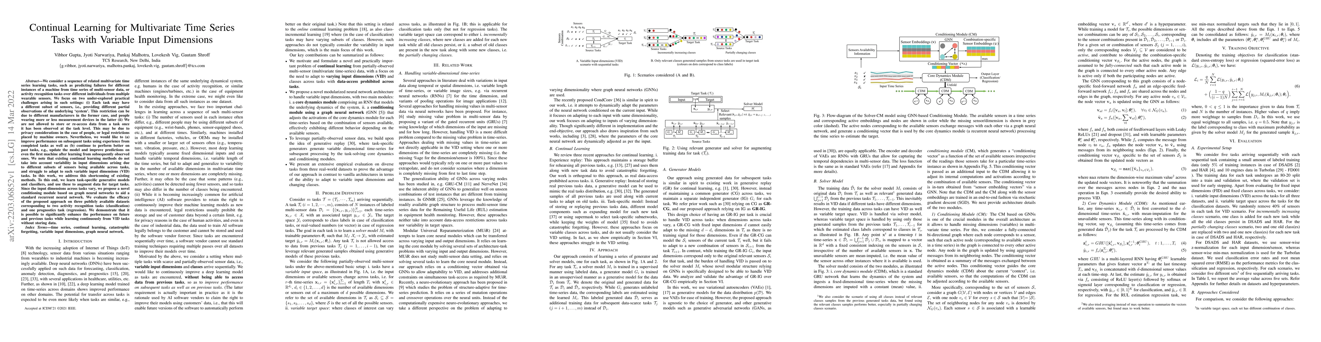 Thumbnail for Continual Learning for Multivariate Time Series Tasks with Variable
  Input Dimensions