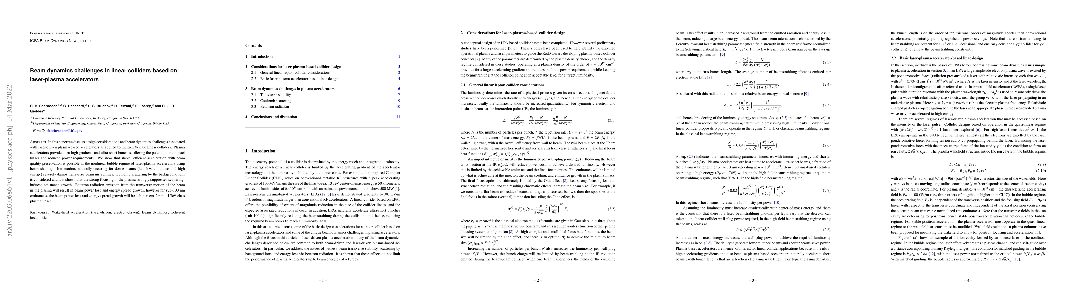 Thumbnail for Beam dynamics challenges in linear colliders based on laser-plasma
  accelerators