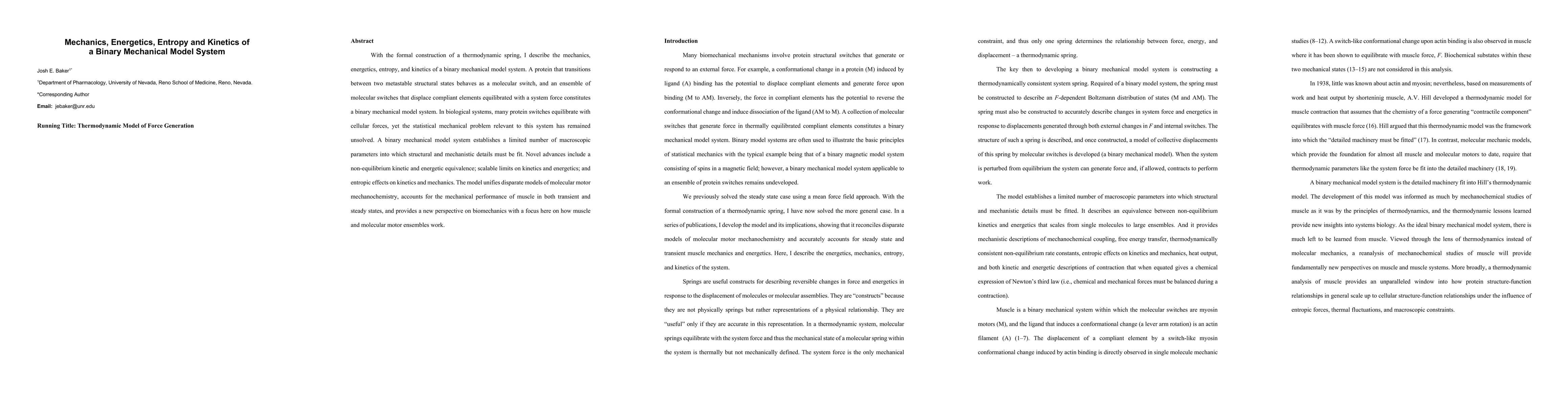 Thumbnail for Mechanics, Energetics, Entropy and Kinetics of a Binary Mechanical Model
  System
