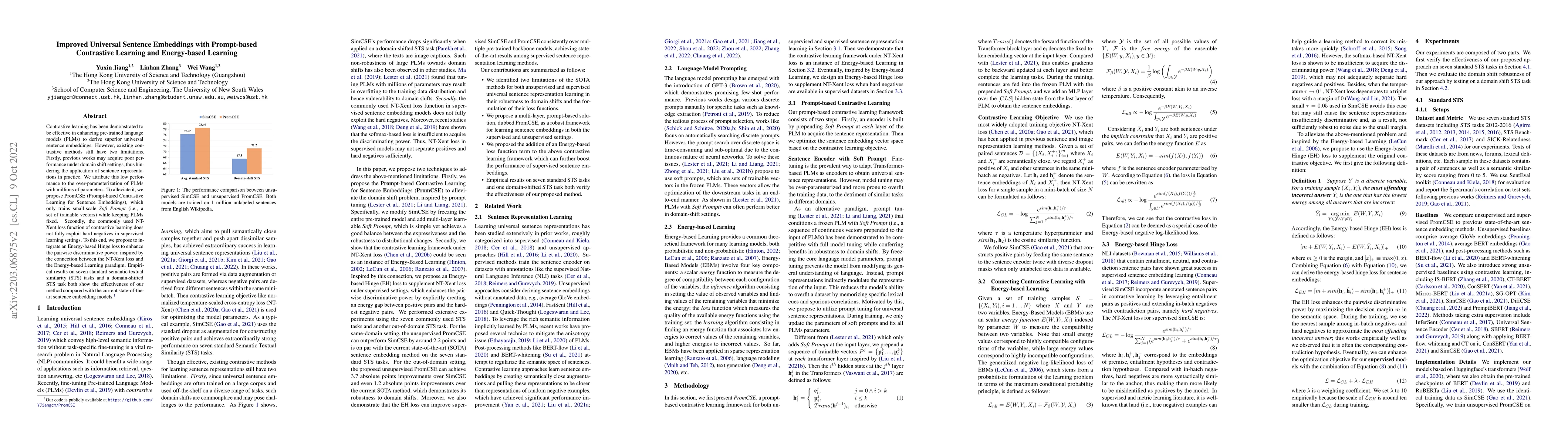 Thumbnail for Improved Universal Sentence Embeddings with Prompt-based Contrastive
  Learning and Energy-based Learning