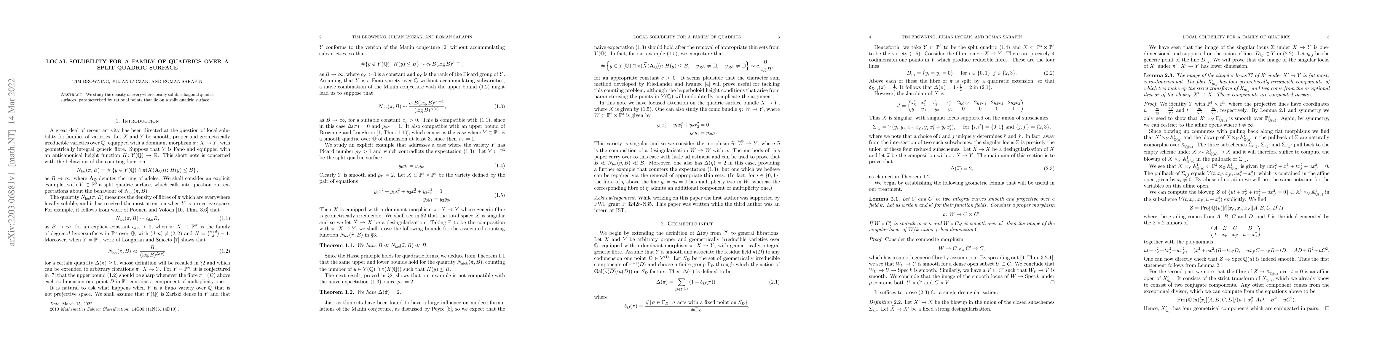 Thumbnail for Local solubility for a family of quadrics over a split quadric surface