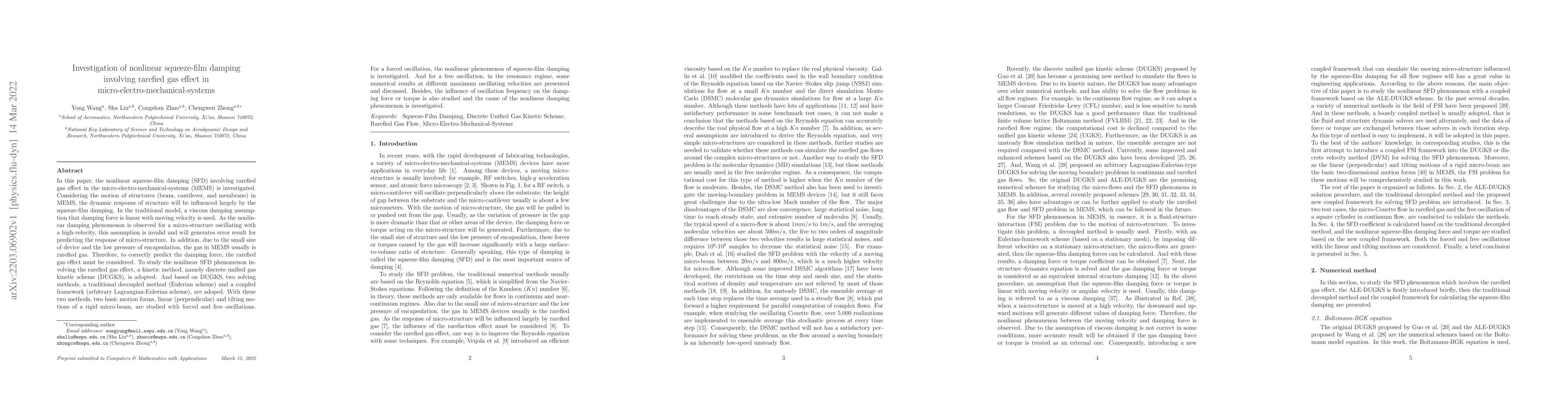 Thumbnail for Investigation of nonlinear squeeze-film damping involving rarefied gas
  effect in micro-electro-mechanical-systems