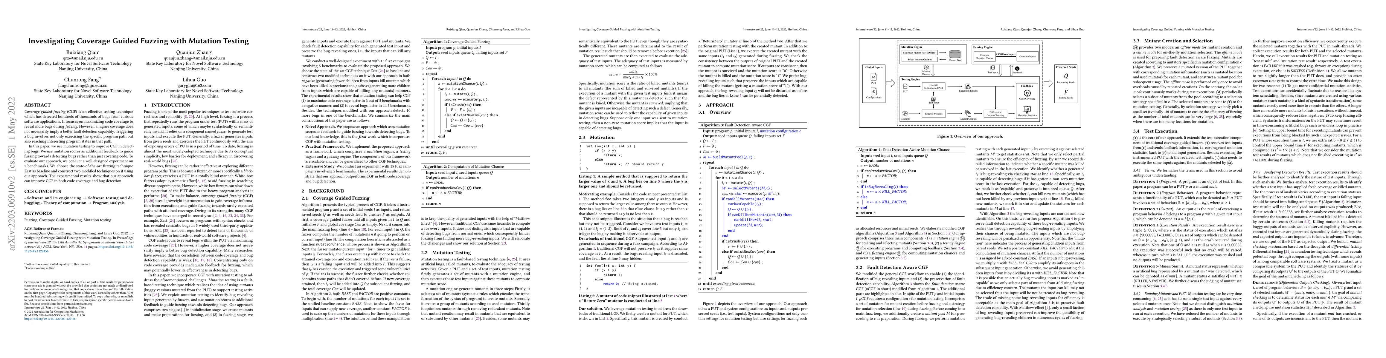 Thumbnail for Investigating Coverage Guided Fuzzing with Mutation Testing
