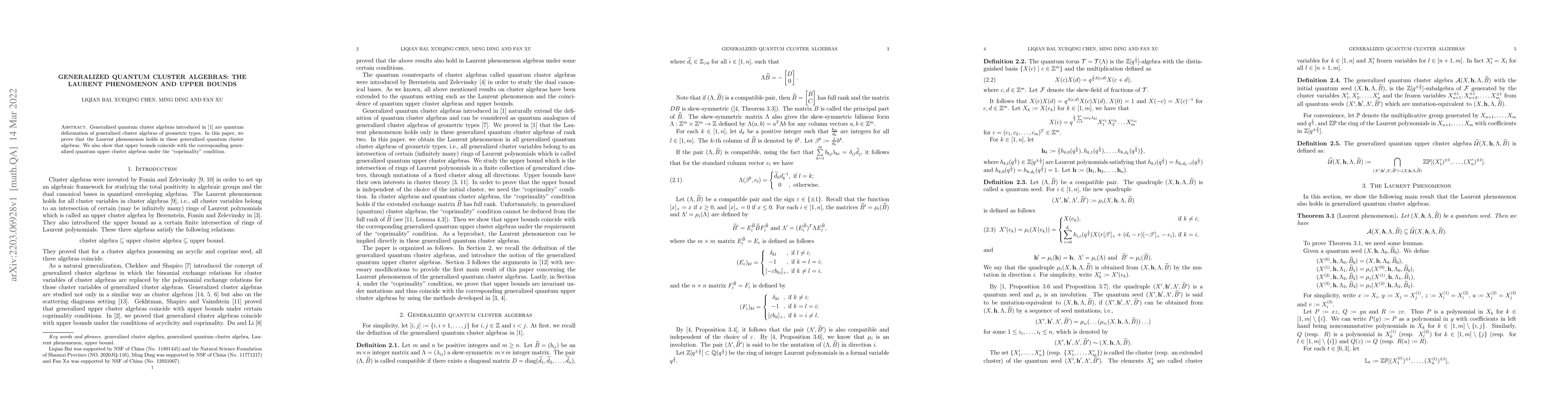Thumbnail for Generalized quantum cluster algebras: the Laurent phenomenon and upper
  bounds