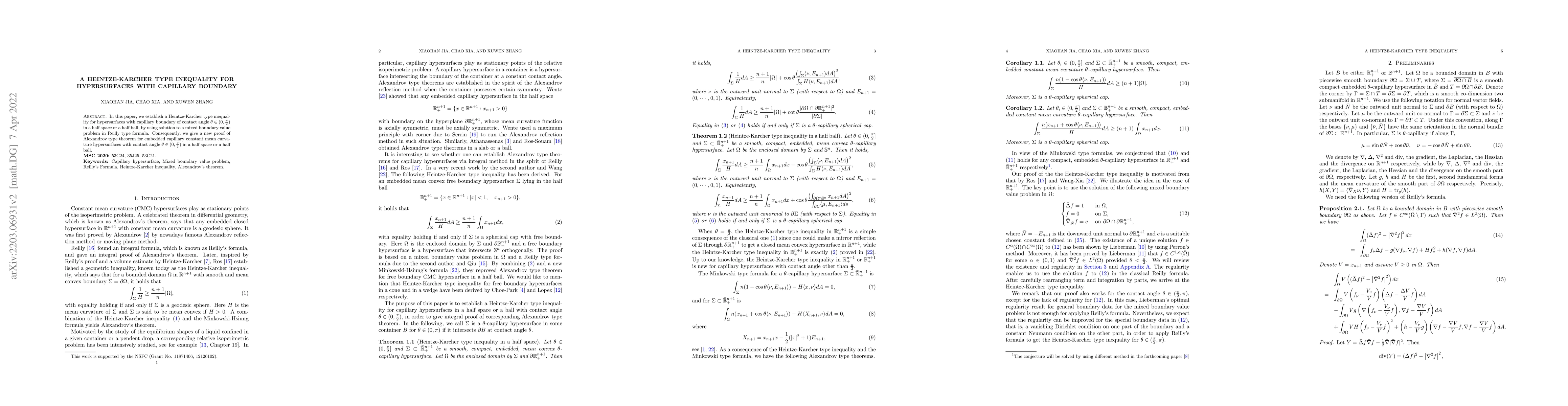 Thumbnail for A Heintze-Karcher type inequality for hypersurfaces with capillary
  boundary