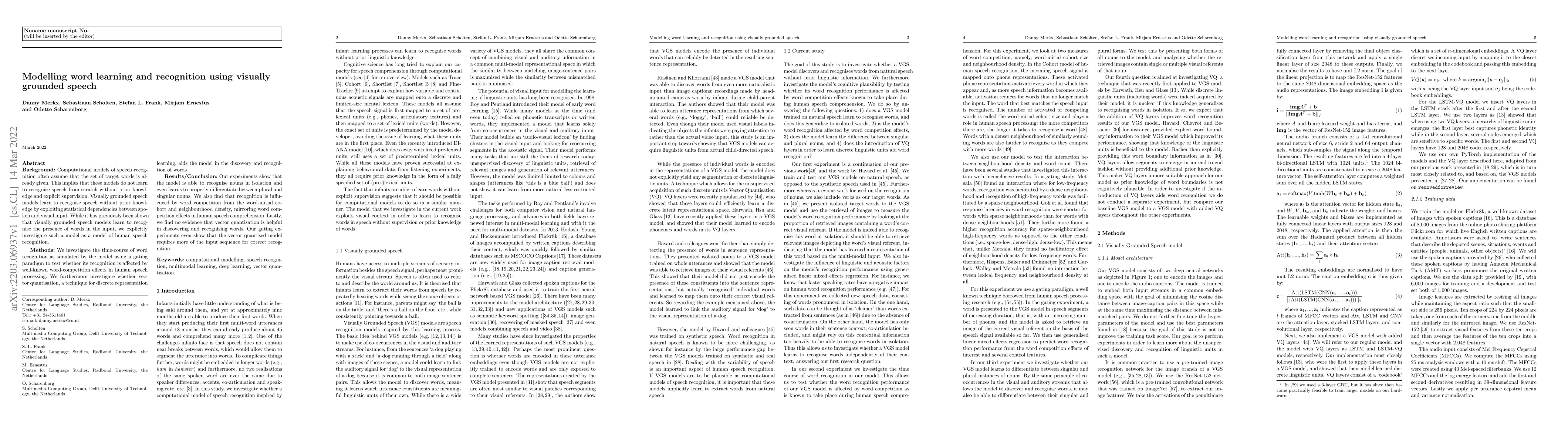 Thumbnail for Modelling word learning and recognition using visually grounded speech