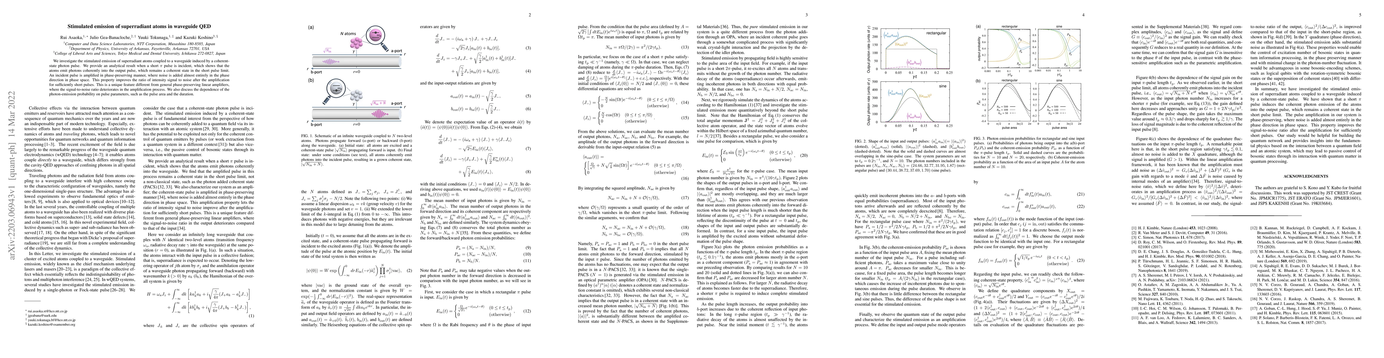 Thumbnail for Stimulated emission of superradiant atoms in waveguide QED