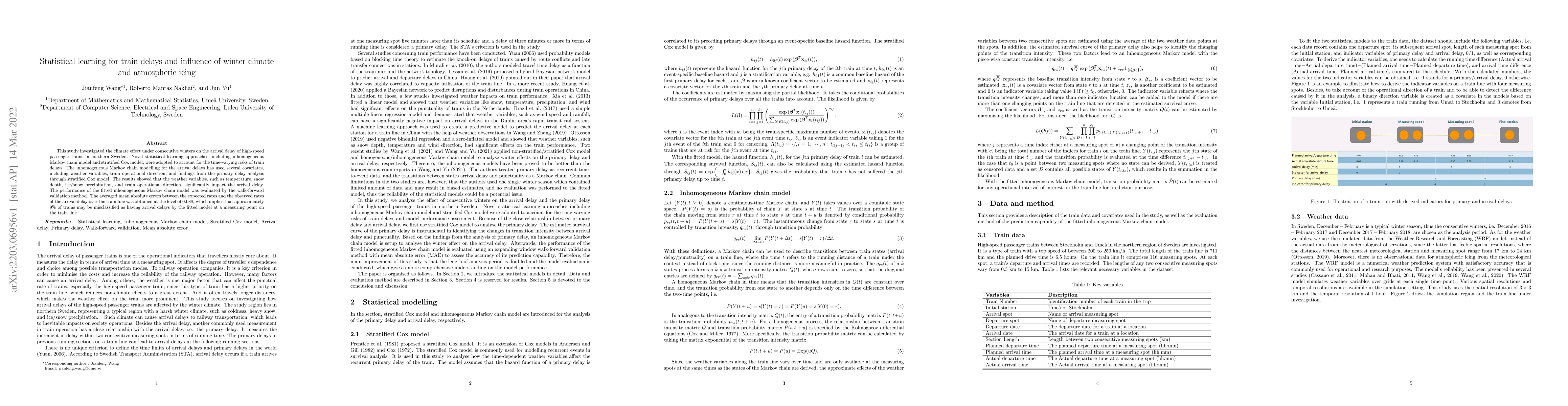 Thumbnail for Statistical learning for train delays and influence of winter climate
  and atmospheric icing