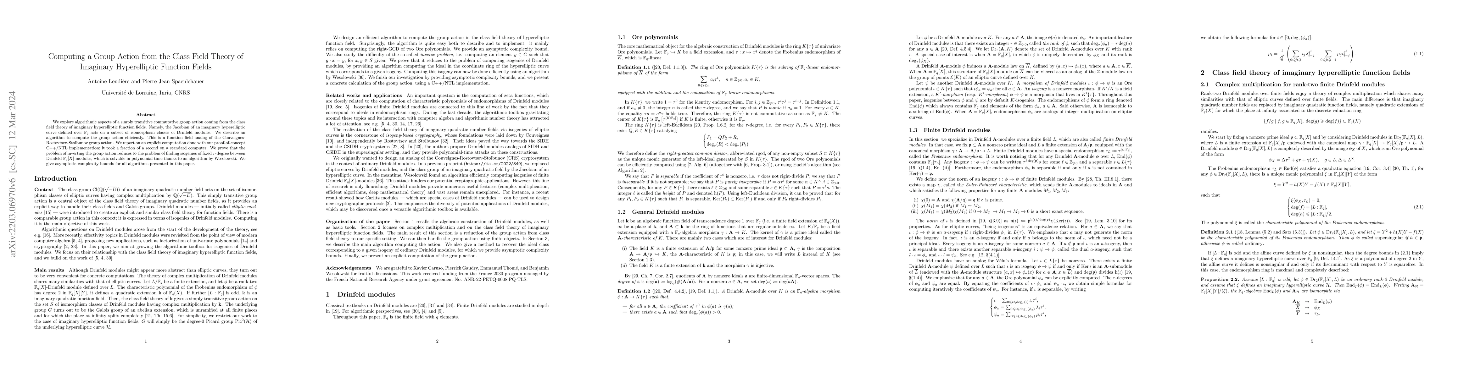 Thumbnail for Computing a Group Action from the Class Field Theory of Imaginary
  Hyperelliptic Function Fields