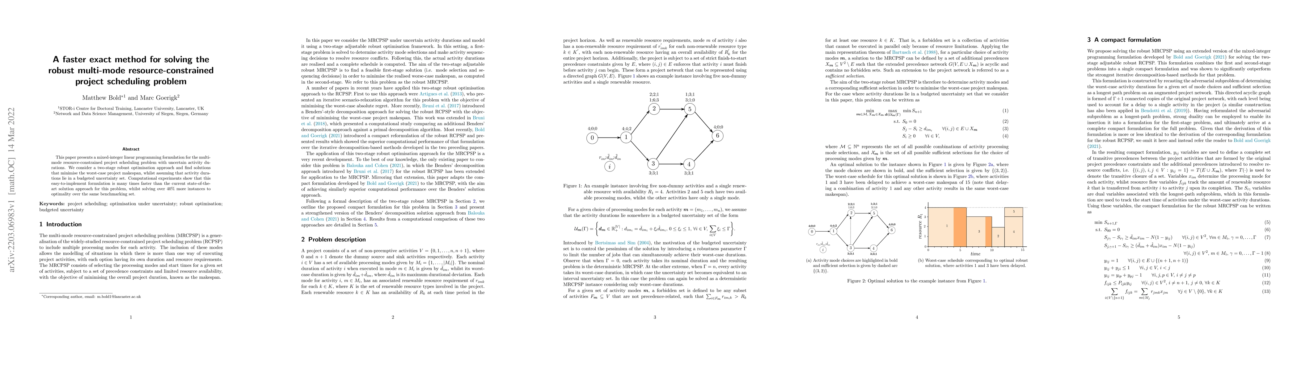 Thumbnail for A faster exact method for solving the robust multi-mode
  resource-constrained project scheduling problem