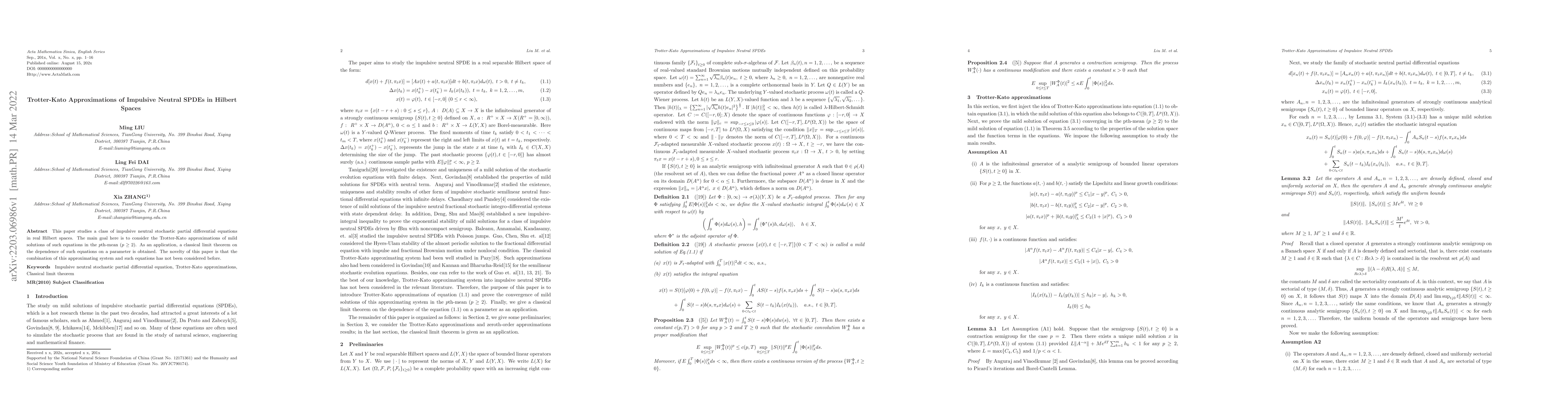 Thumbnail for Trotter-Kato Approximations of Impulsive Neutral SPDEs in Hilbert Spaces