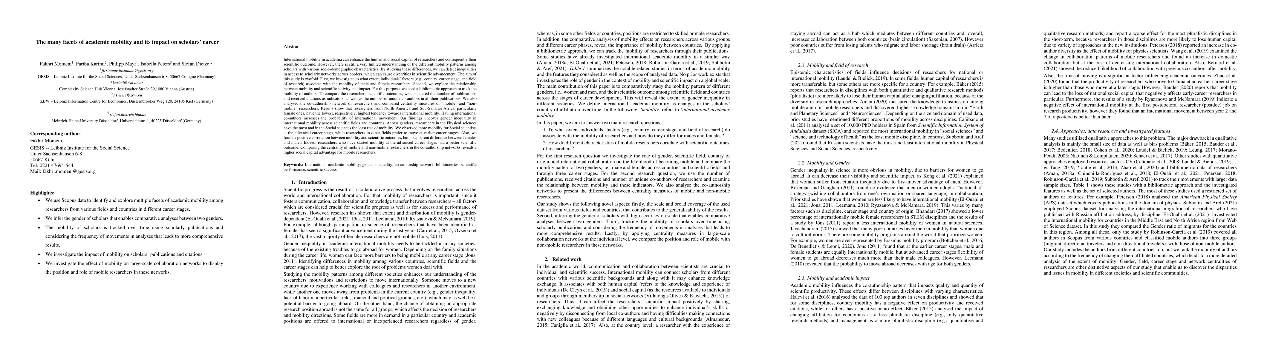 Thumbnail for The many facets of academic mobility and its impact on scholars' career