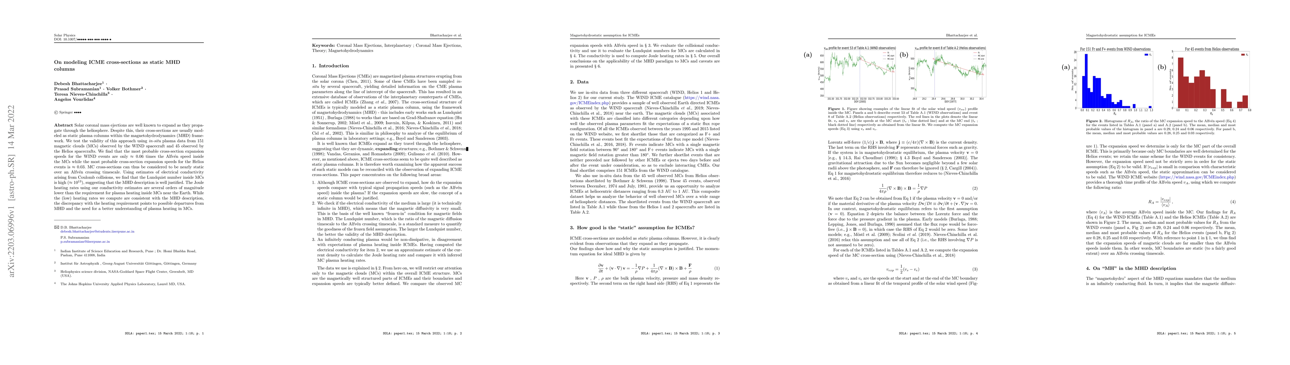 Thumbnail for On modeling ICME cross-sections as static MHD columns