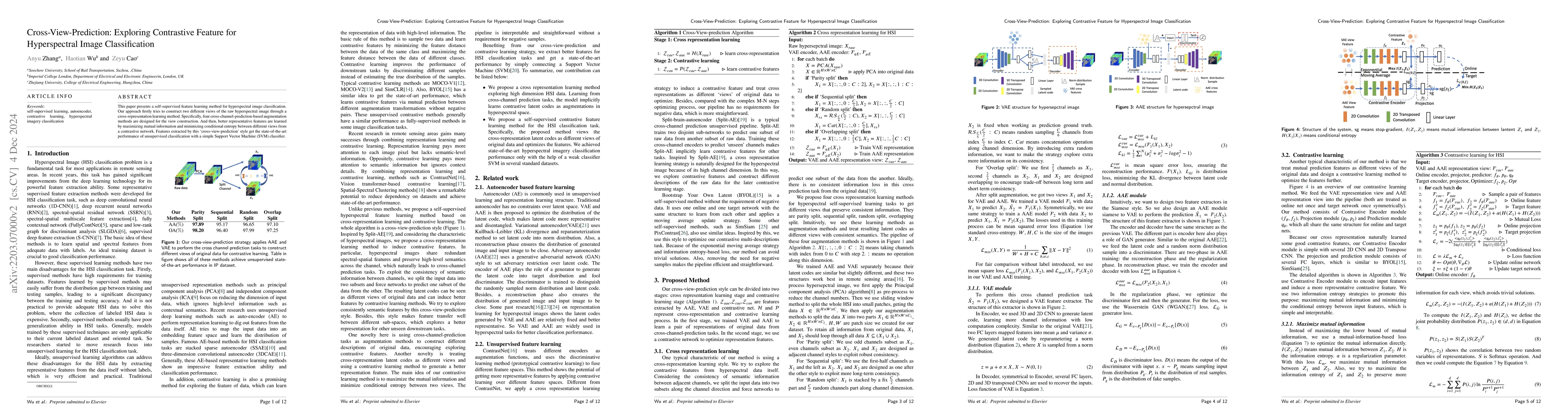 Thumbnail for Cross-View-Prediction: Exploring Contrastive Feature for Hyperspectral
  Image Classification