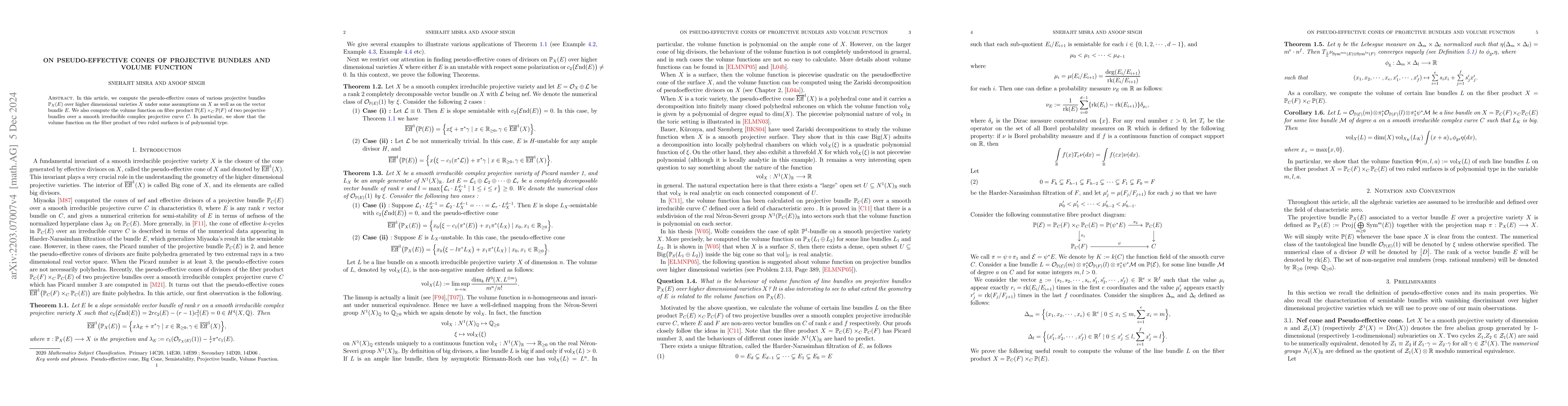 Thumbnail for On pseudoeffective cones of projective bundles and volume function