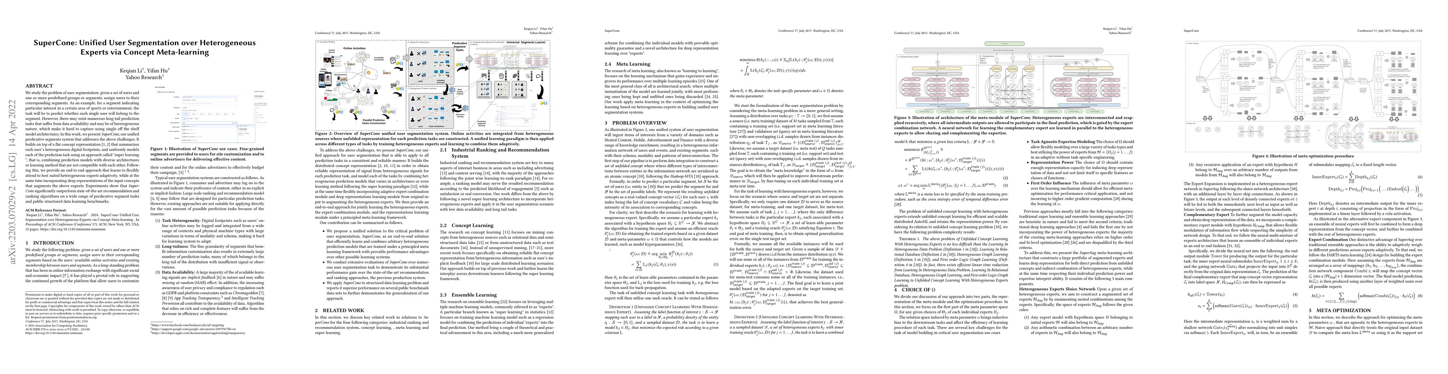 Thumbnail for SuperCone: Unified User Segmentation over Heterogeneous Experts via
  Concept Meta-learning