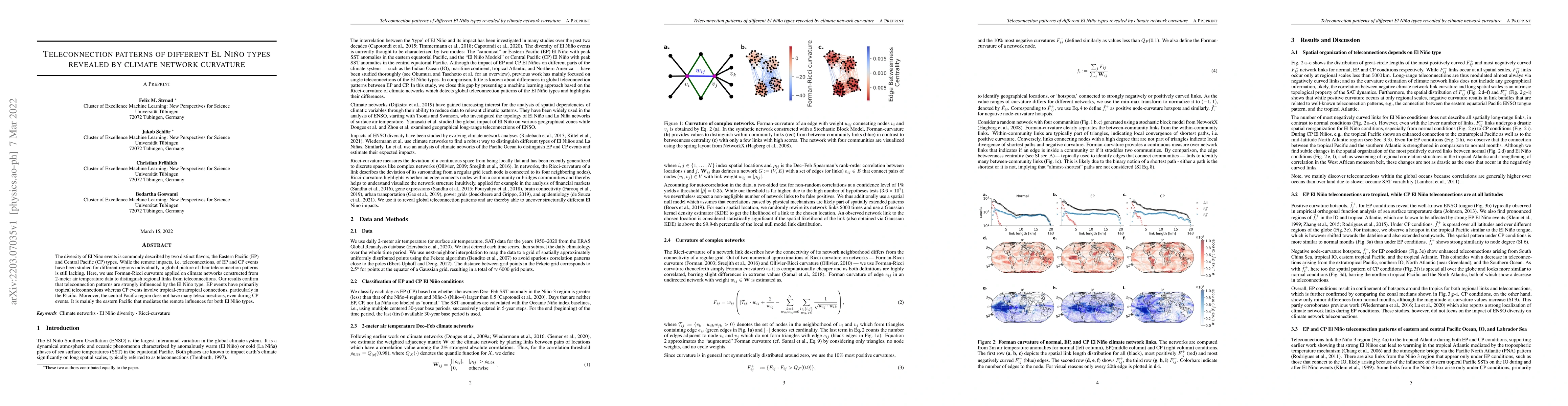 Thumbnail for Teleconnection patterns of different El Ni\~no types revealed by climate
  network curvature