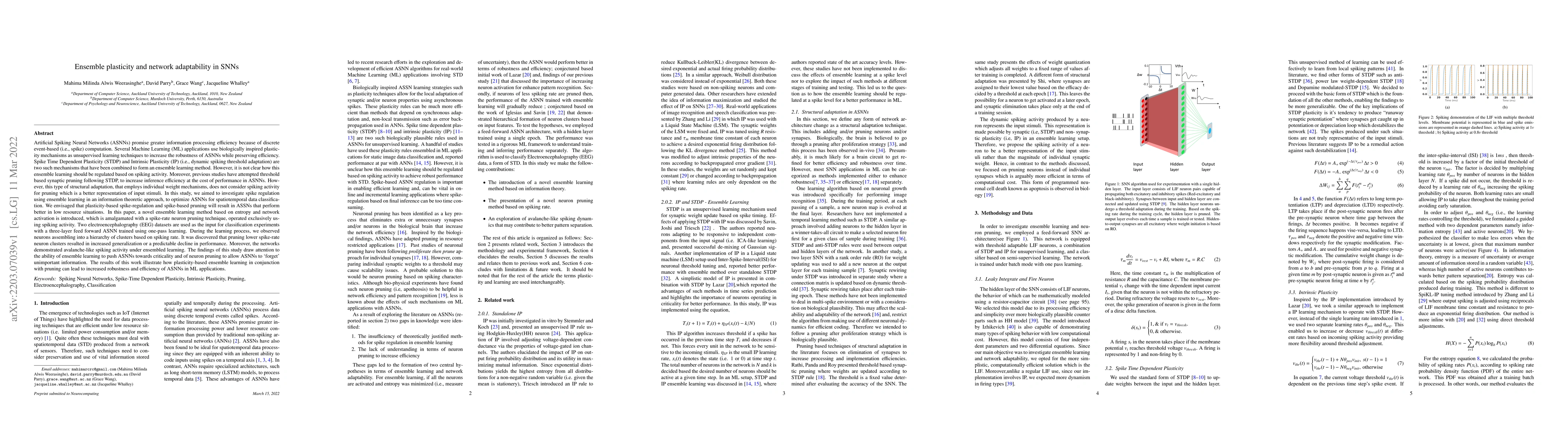 Thumbnail for Ensemble plasticity and network adaptability in SNNs