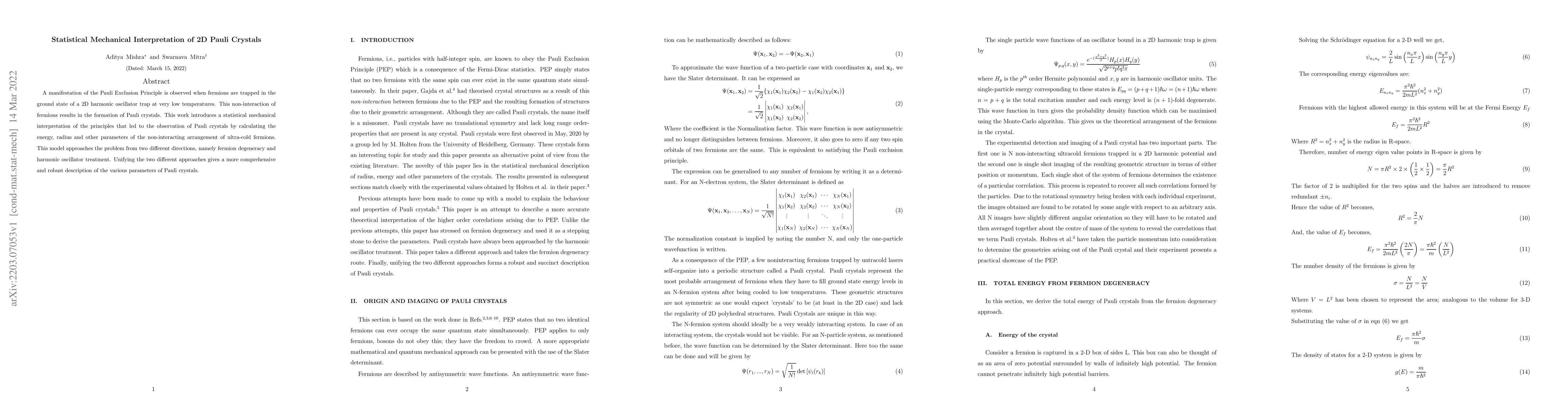 Thumbnail for Statistical Mechanical Interpretation of 2D Pauli Crystals