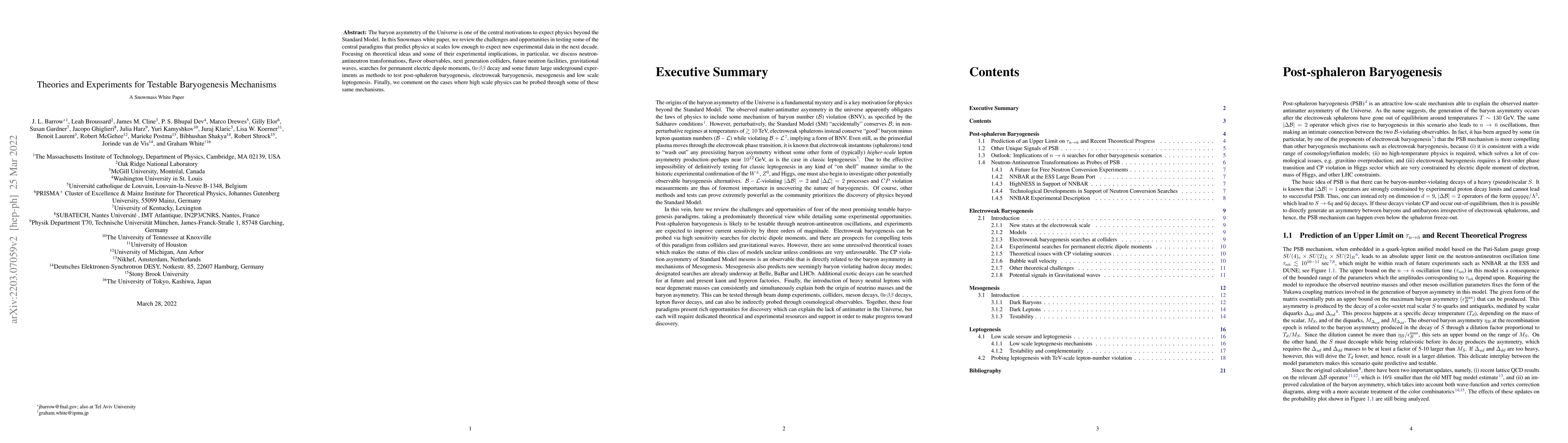 Thumbnail for Theories and Experiments for Testable Baryogenesis Mechanisms: A
  Snowmass White Paper