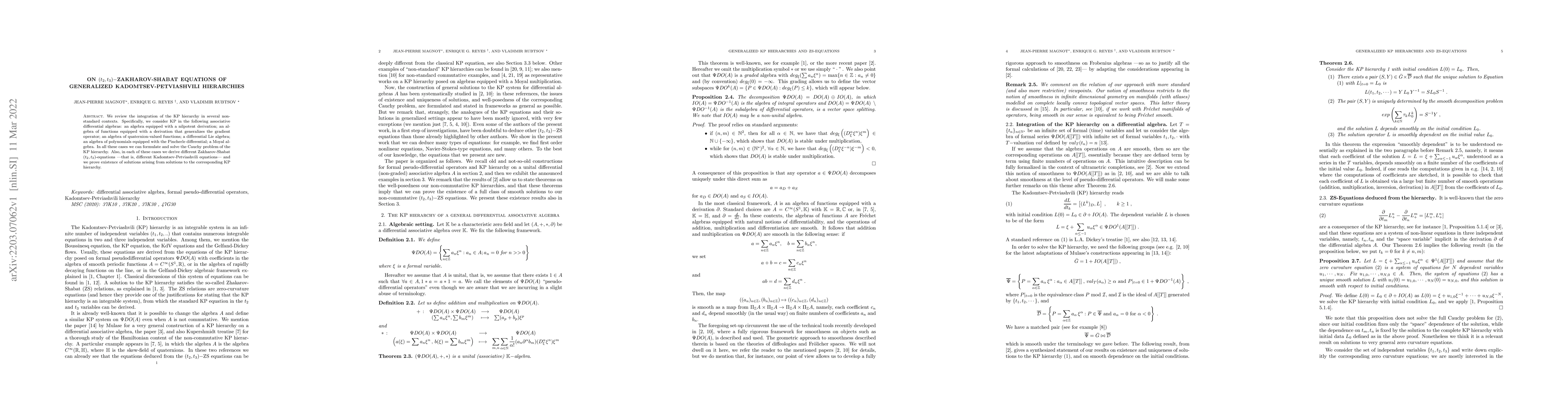 Thumbnail for On $(t_2,t_3)-$Zakharov-Shabat equations of generalized
  Kadomtsev-Petviashvili hierarchies