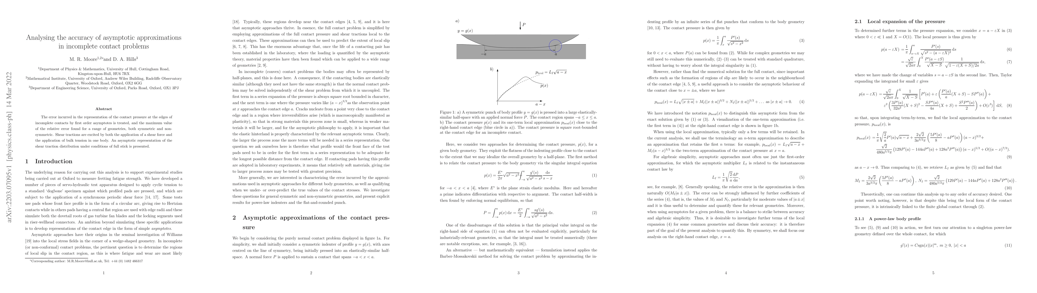 Thumbnail for Analysing the accuracy of asymptotic approximations in incomplete
  contact problems