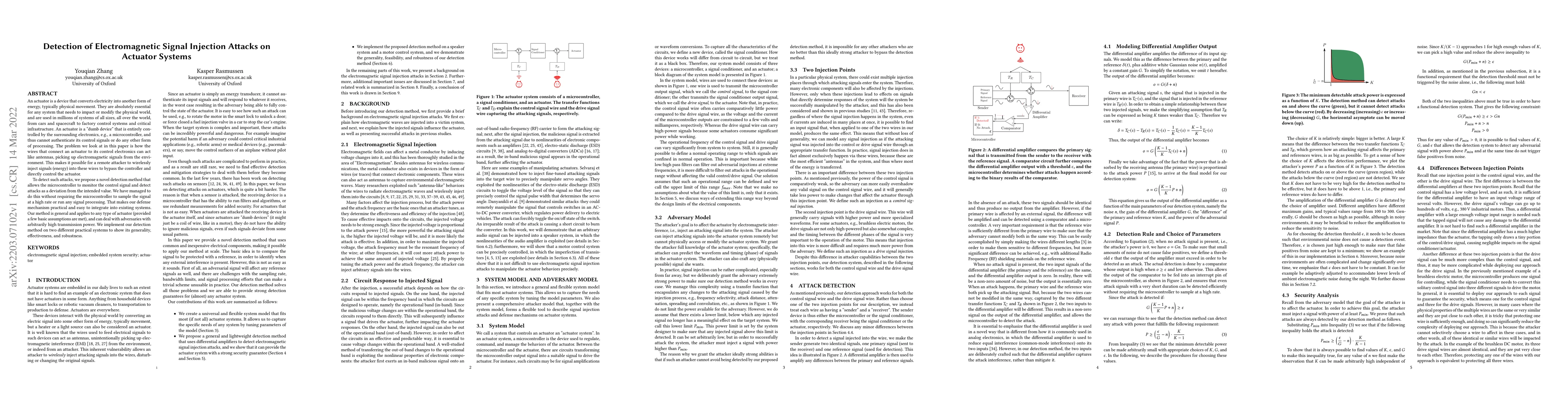 Thumbnail for Detection of Electromagnetic Signal Injection Attacks on Actuator
  Systems