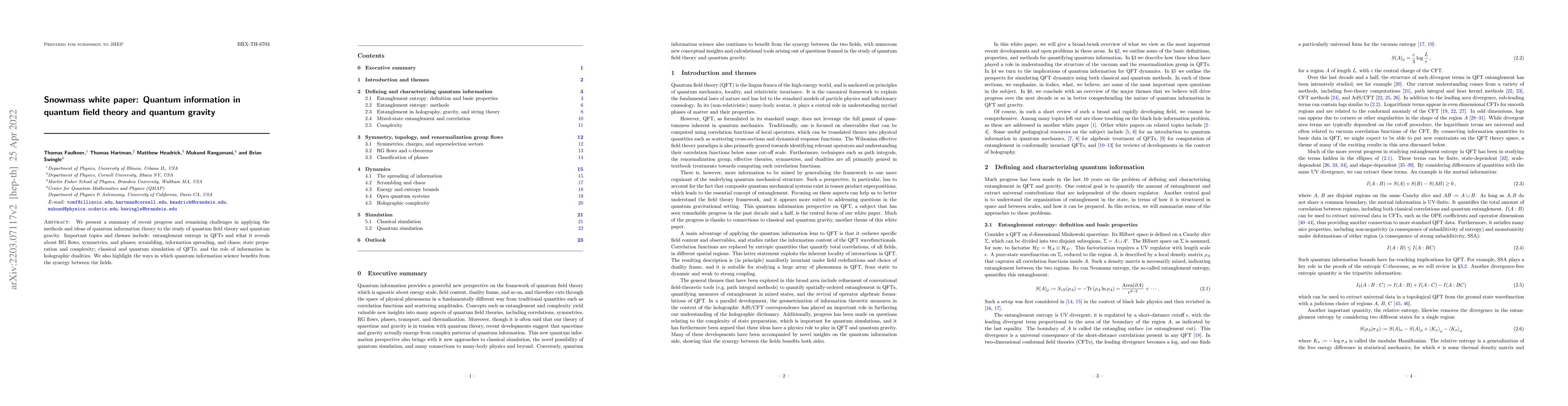 Thumbnail for Snowmass white paper: Quantum information in quantum field theory and
  quantum gravity