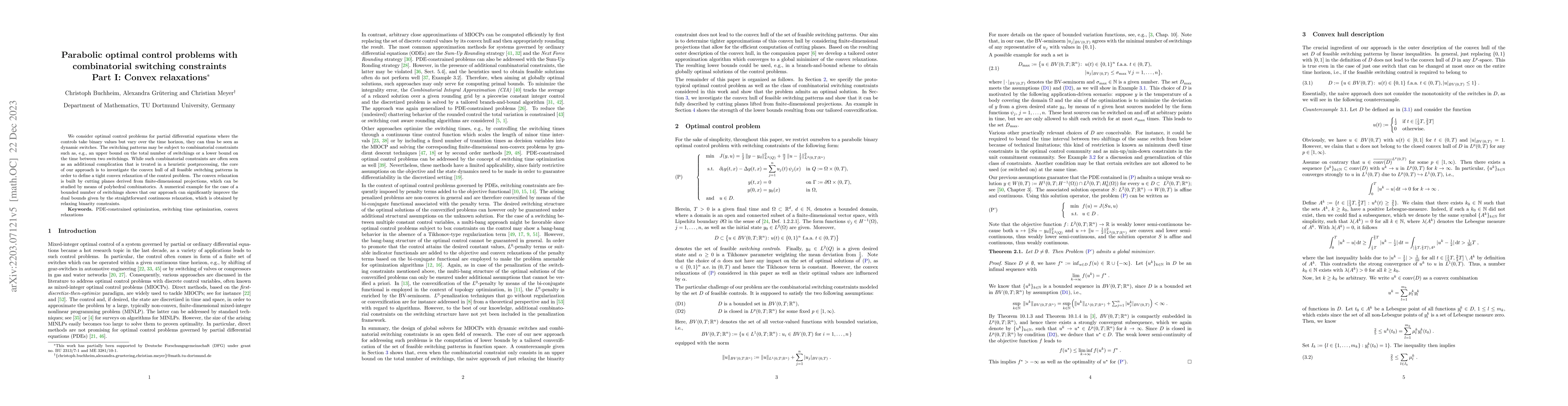 Thumbnail for Parabolic optimal control problems with combinatorial switching
  constraints -- Part I: Convex relaxations