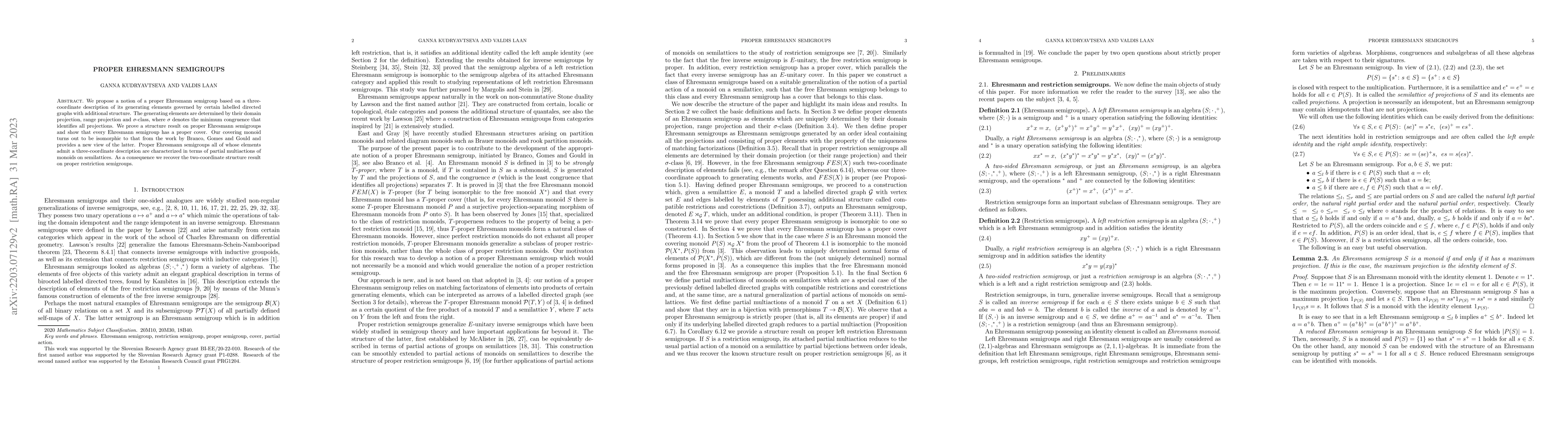 Thumbnail for Proper Ehresmann semigroups