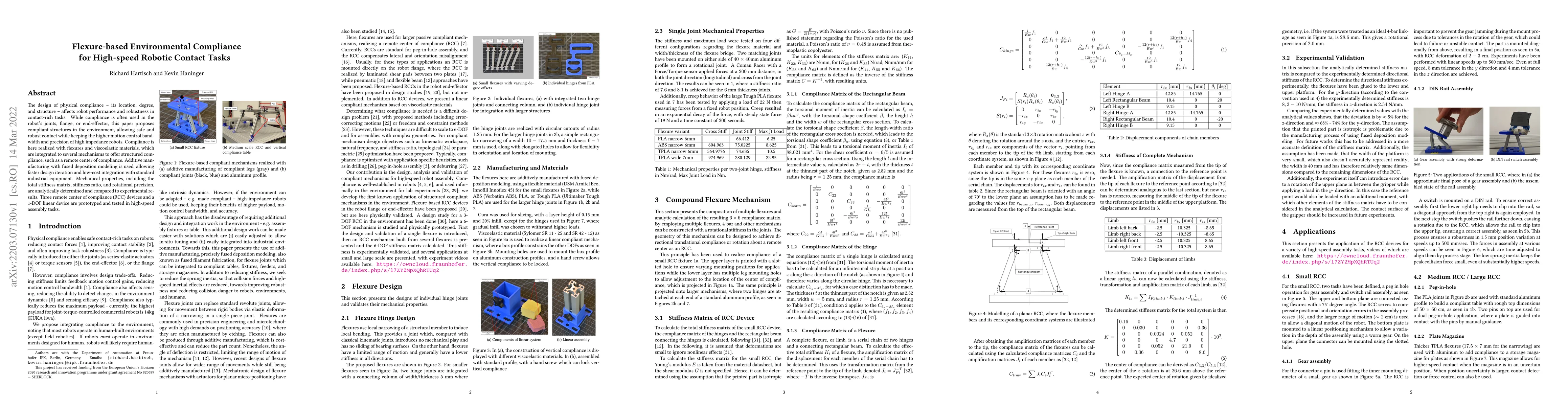 Thumbnail for Flexure-based Environmental Compliance for High-speed Robotic Contact
  Tasks
