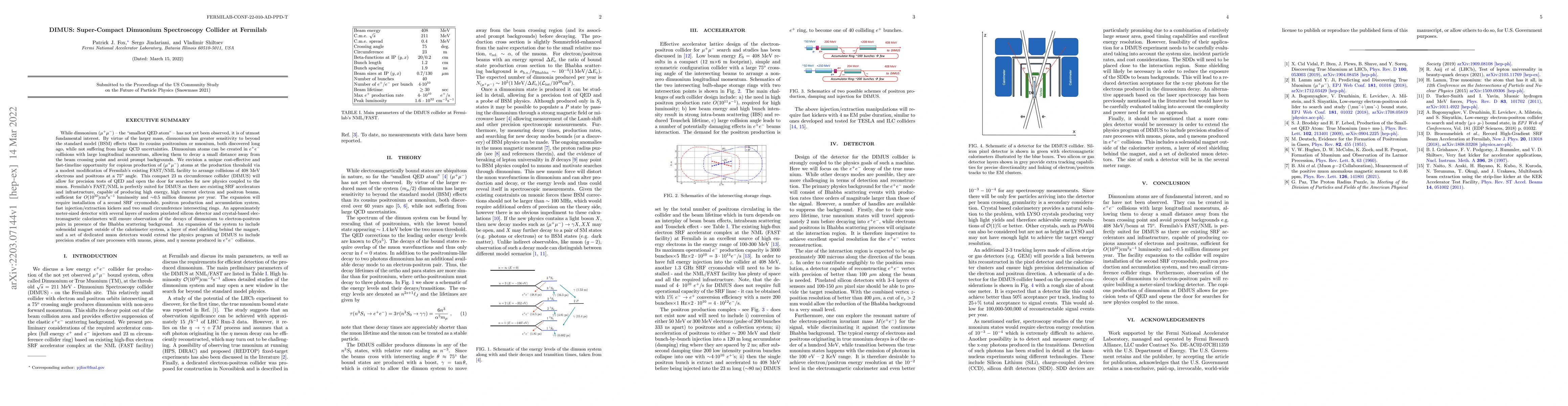 Thumbnail for DIMUS: Super-Compact Dimuonium Spectroscopy Collider at Fermilab